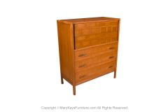 Mid Century Walnut Weave Pattern Tall Dresser - 3273553