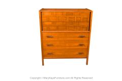 Mid Century Walnut Weave Pattern Tall Dresser - 3273554