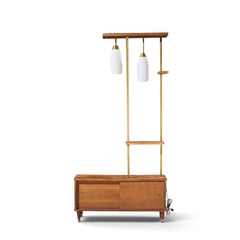 Mid Century Walnut and Brass Wall Unit Room Divider - 4754133