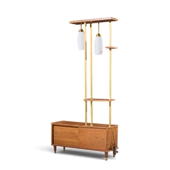 Mid Century Walnut and Brass Wall Unit Room Divider - 4754134
