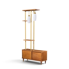 Mid Century Walnut and Brass Wall Unit Room Divider - 4754137