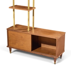 Mid Century Walnut and Brass Wall Unit Room Divider - 4754139