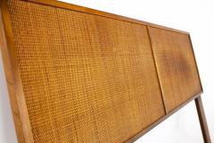 Mid Century Walnut and Cane Queen Headboard - 2354253