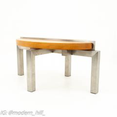 Mid Century Walnut and Stainless Steel Block Coffee Table - 1869098