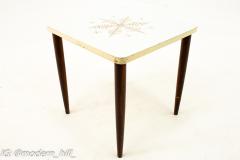 Mid Century Walnut and White Laminate End Tables Set of 3 - 1870436