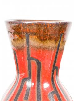 Mid Century West German Fat Lava Red Black and Brown Organic Striped Glaze Ceram - 4675904