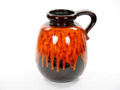 Mid Century West German Glazed Porcelain Vase Orange Brown Black 12 Tall - 4707830