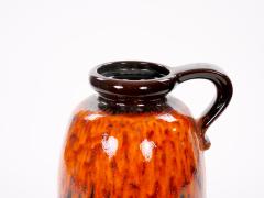 Mid Century West German Glazed Porcelain Vase Orange Brown Black 12 Tall - 4707831