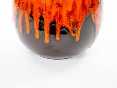 Mid Century West German Glazed Porcelain Vase Orange Brown Black 12 Tall - 4707832