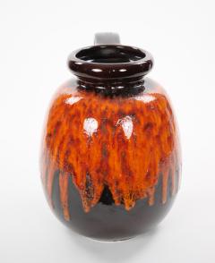 Mid Century West German Glazed Porcelain Vase Orange Brown Black 12 Tall - 4707835