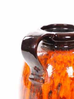 Mid Century West German Glazed Porcelain Vase Orange Brown Black 12 Tall - 4707837