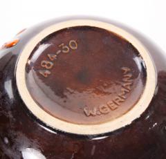 Mid Century West German Glazed Porcelain Vase Orange Brown Black 12 Tall - 4707838