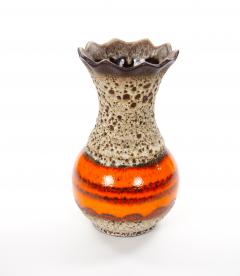 Mid Century West German Glazed Porcelain Vase Orange Eggshell Brown 10 Tall - 4707755