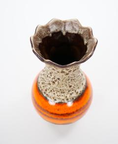 Mid Century West German Glazed Porcelain Vase Orange Eggshell Brown 10 Tall - 4707760