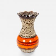 Mid Century West German Glazed Porcelain Vase Orange Eggshell Brown 10 Tall - 4708329