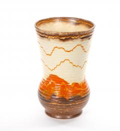 Mid Century West German Glazed Porcelain Vase Orange Eggshell Brown 10 Tall - 4707766