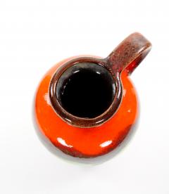 Mid Century West German Glazed Porcelain Vase Red Green Brown 8 5 Tall - 4707850