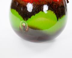 Mid Century West German Glazed Porcelain Vase Red Green Brown 8 5 Tall - 4707851