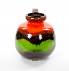 Mid Century West German Glazed Porcelain Vase Red Green Brown 8 5 Tall - 4707852