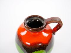 Mid Century West German Glazed Porcelain Vase Red Green Brown 8 5 Tall - 4707853