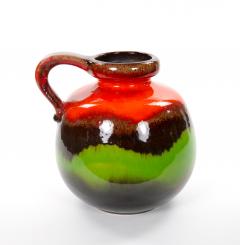 Mid Century West German Glazed Porcelain Vase Red Green Brown 8 5 Tall - 4707854