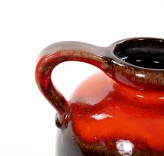 Mid Century West German Glazed Porcelain Vase Red Green Brown 8 5 Tall - 4707855