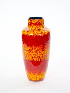 Mid Century West German Glazed Porcelain Vase Yellow Red 12 Tall - 4707819