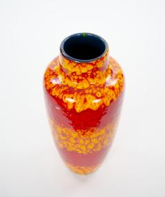 Mid Century West German Glazed Porcelain Vase Yellow Red 12 Tall - 4707823