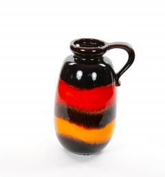 Mid Century West German Glazed Porcelain Vase Yellow Red Brown 10 Tall - 4707779