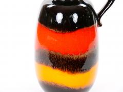 Mid Century West German Glazed Porcelain Vase Yellow Red Brown 10 Tall - 4707782