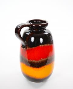Mid Century West German Glazed Porcelain Vase Yellow Red Brown 10 Tall - 4707784