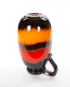 Mid Century West German Glazed Porcelain Vase Yellow Red Brown 10 Tall - 4707786
