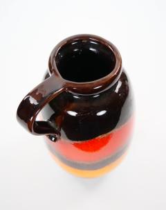Mid Century West German Glazed Porcelain Vase Yellow Red Brown 10 Tall - 4707787