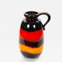 Mid Century West German Glazed Porcelain Vase Yellow Red Brown 10 Tall - 4708331