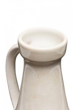 Mid Century West German White Dimpled Band Design Ceramic Handled Vase - 4675718