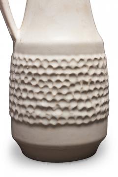 Mid Century West German White Dimpled Band Design Ceramic Handled Vase - 4675720