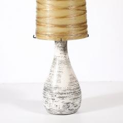 Mid Century White Glazed Ceramic Table Lamp with Monumental Spun Resin Shade - 4347542