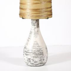 Mid Century White Glazed Ceramic Table Lamp with Monumental Spun Resin Shade - 4347543