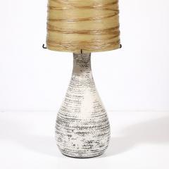 Mid Century White Glazed Ceramic Table Lamp with Monumental Spun Resin Shade - 4347545