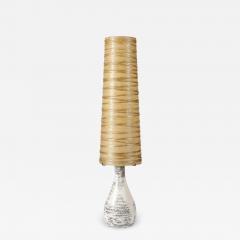 Mid Century White Glazed Ceramic Table Lamp with Monumental Spun Resin Shade - 4351387
