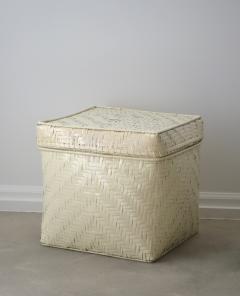 Mid Century White Lacquered Rattan Basket - 2380344