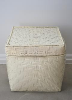 Mid Century White Lacquered Rattan Basket - 2380349