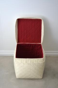 Mid Century White Lacquered Rattan Basket - 2380352