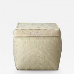 Mid Century White Lacquered Rattan Basket - 2388686