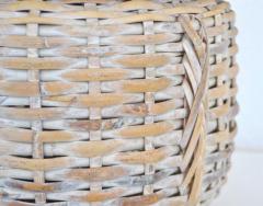 Mid Century Whitewashed Woven Rattan Basket Form Table Lamp - 745765