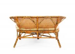 Mid Century Wicker Love Seat with Floral Upholstery - 4665685