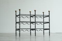 Mid Century Wine Rack in Wrought Iron Brass 1960s - 4608755
