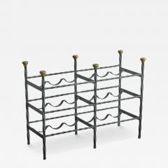 Mid Century Wine Rack in Wrought Iron Brass 1960s - 4610082