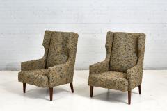 Mid Century Wing Back Lounge Chairs in Nubby Boucle 1960 - 2725948