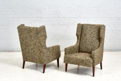 Mid Century Wing Back Lounge Chairs in Nubby Boucle 1960 - 2725949